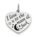 Sterling Silver Polish/Enamel CZ To The Moon Pendant