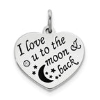 Sterling Silver Polish/Enamel CZ To The Moon Pendant