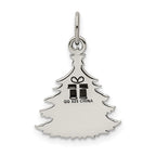 Sterling Silver Polished Green Enameled Christmas Tree Pendant