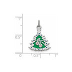 Sterling Silver Polished Green Enameled Christmas Tree Pendant