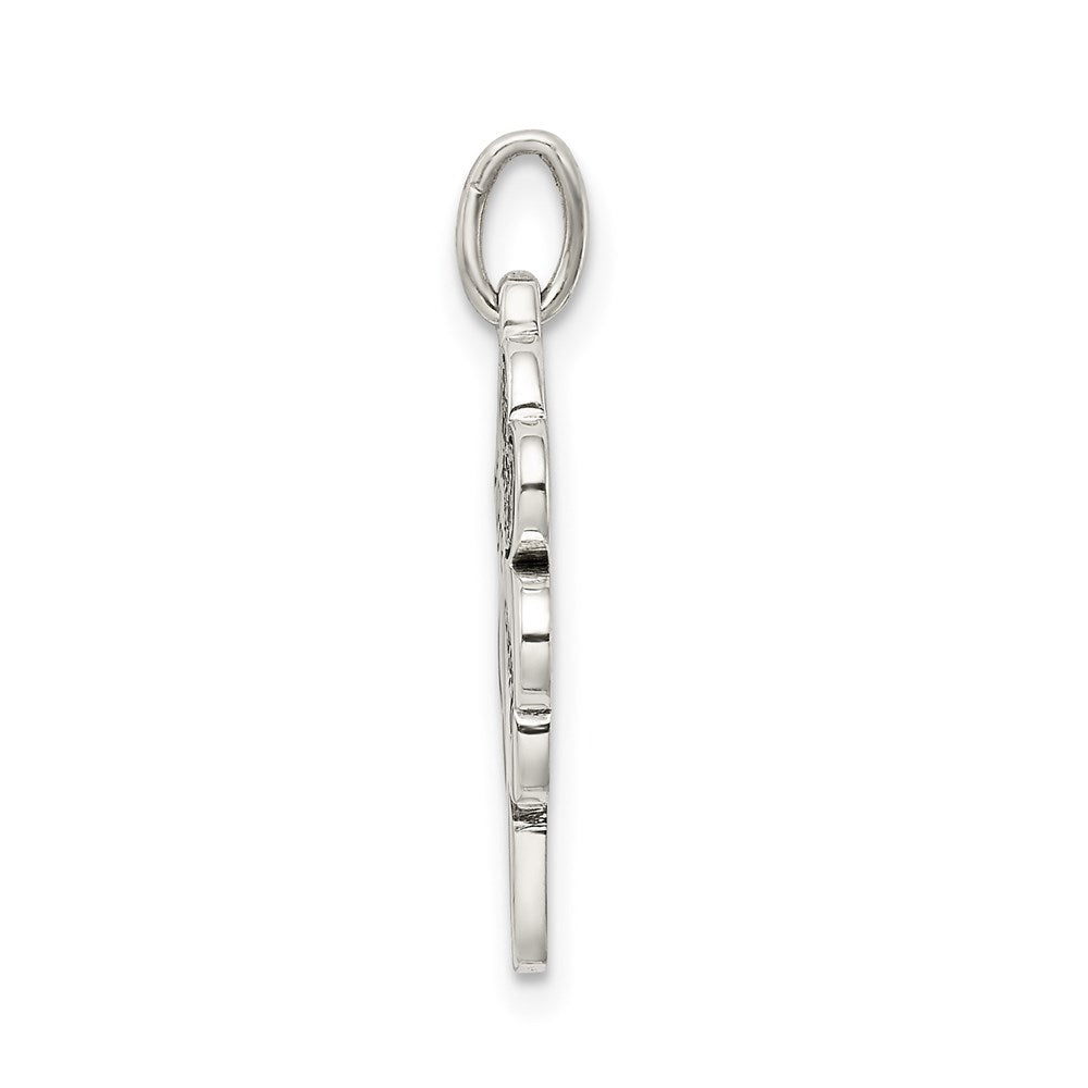 Sterling Silver Polish Enamel Hope Luck CZ Clover Pendant
