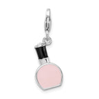 Amore La Vita Sterling Silver Rhodium-plated Polished 3-D Enameled Nail Polish Bottle Charm with Fancy Lobster Clasp