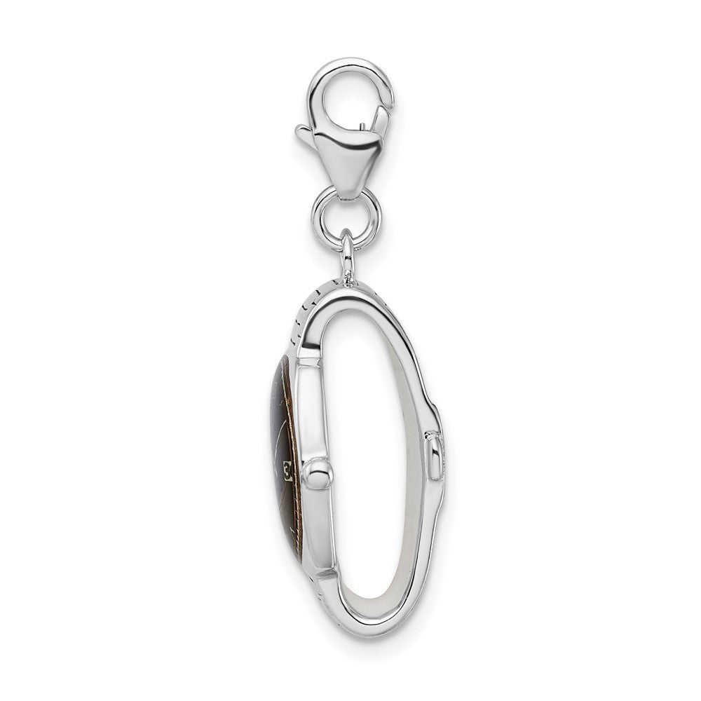 Amore La Vita Sterling Silver Rhodium-plated Polished 3-D Enameled Wristwatch Charm with Fancy Lobster Clasp