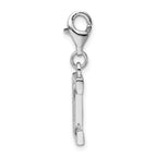 Amore La Vita Sterling Silver Rhodium-plated Polished CZ Letter E Initial Charm with Fancy Lobster Clasp
