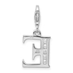 Amore La Vita Sterling Silver Rhodium-plated Polished CZ Letter E Initial Charm with Fancy Lobster Clasp