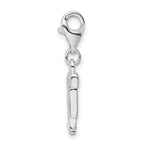 Amore La Vita Sterling Silver Rhodium-plated Polished CZ Letter F Initial Charm with Fancy Lobster Clasp