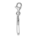 Amore La Vita Sterling Silver Rhodium-plated Polished CZ Letter K Initial Charm with Fancy Lobster Clasp