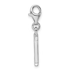 Amore La Vita Sterling Silver Rhodium-plated Polished CZ Letter T Initial Charm with Fancy Lobster Clasp