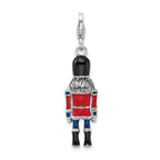 Amore La Vita Sterling Silver Rhodium-plated Polished 3-D Enameled Nut Cracker Charm with Fancy Lobster Clasp