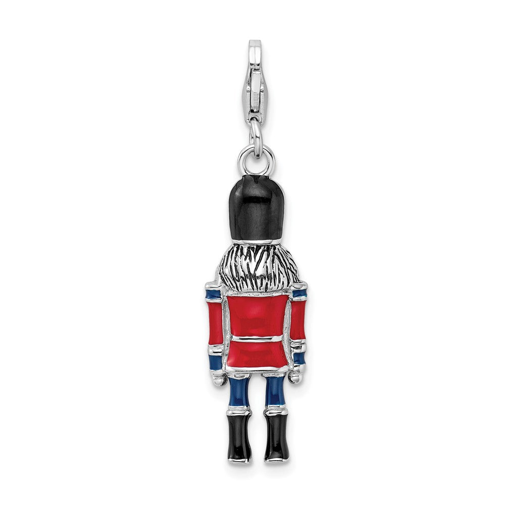 Amore La Vita Sterling Silver Rhodium-plated Polished 3-D Enameled Nut Cracker Charm with Fancy Lobster Clasp