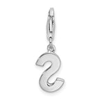Amore La Vita Sterling Silver Rhodium-plated Polished CZ Letter S Initial Charm with Fancy Lobster Clasp