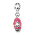 Amore La Vita Sterling Silver Rhodium-plated Polished 3-D Pink Enameled 3-D Bikini Bottom Charm with Fancy Lobster Clasp