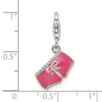 Amore La Vita Sterling Silver Rhodium-plated Polished 3-D Pink Enameled 3-D Bikini Bottom Charm with Fancy Lobster Clasp
