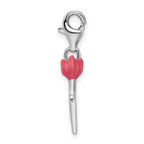 Amore La Vita Sterling Silver Rhodium-plated Polished Enameled Bullseye and Heart Arrow Charm with Fancy Lobster Clasp