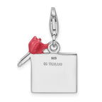 Amore La Vita Sterling Silver Rhodium-plated Polished Enameled Bullseye and Heart Arrow Charm with Fancy Lobster Clasp