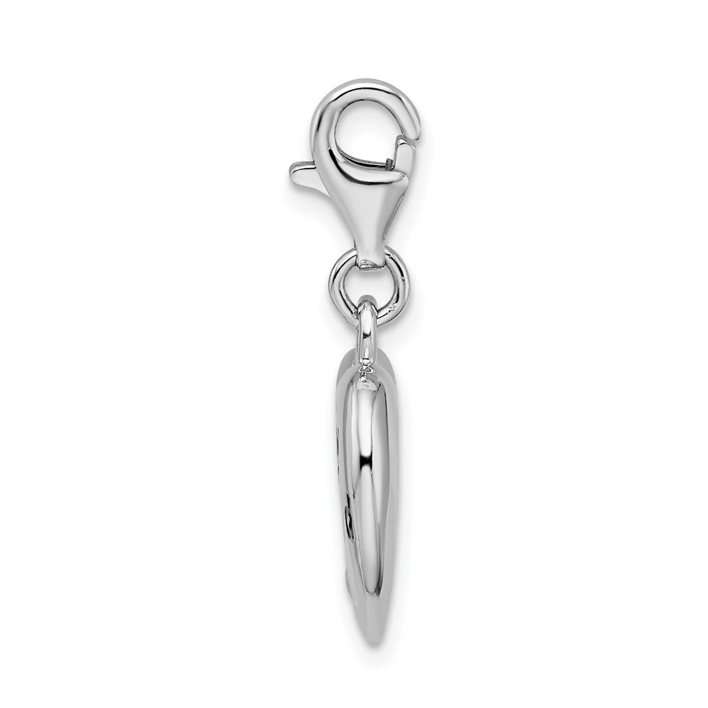 Amore La Vita Sterling Silver Rhodium-plated Polished Enameled CZ BABY ON BOARD Heart Charm with Fancy Lobster Clasp