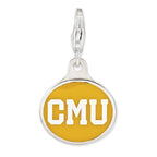 Amore La Vita Sterling Silver Rhodium-plated Polished Enameled Central Michigan University Charm with Fancy Lobster Clasp