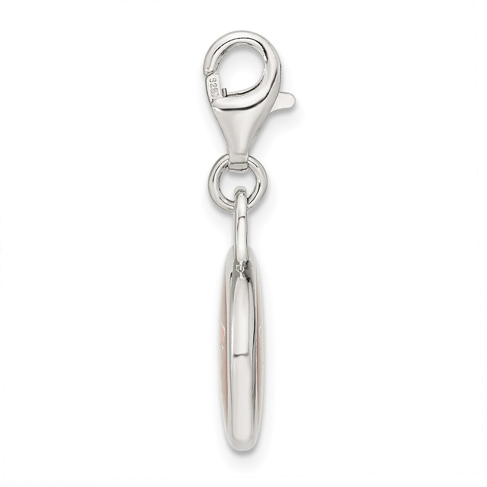 Amore La Vita Sterling Silver Rhodium-plated Polished Enameled Virginia Tech University Charm with Fancy Lobster Clasp