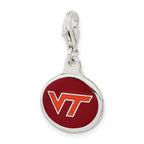 Amore La Vita Sterling Silver Rhodium-plated Polished Enameled Virginia Tech University Charm with Fancy Lobster Clasp