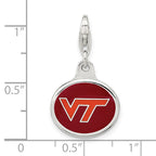 Amore La Vita Sterling Silver Rhodium-plated Polished Enameled Virginia Tech University Charm with Fancy Lobster Clasp