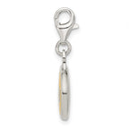 Amore La Vita Sterling Silver Rhodium-plated Polished Enameled Louisiana State University Charm with Fancy Lobster Clasp