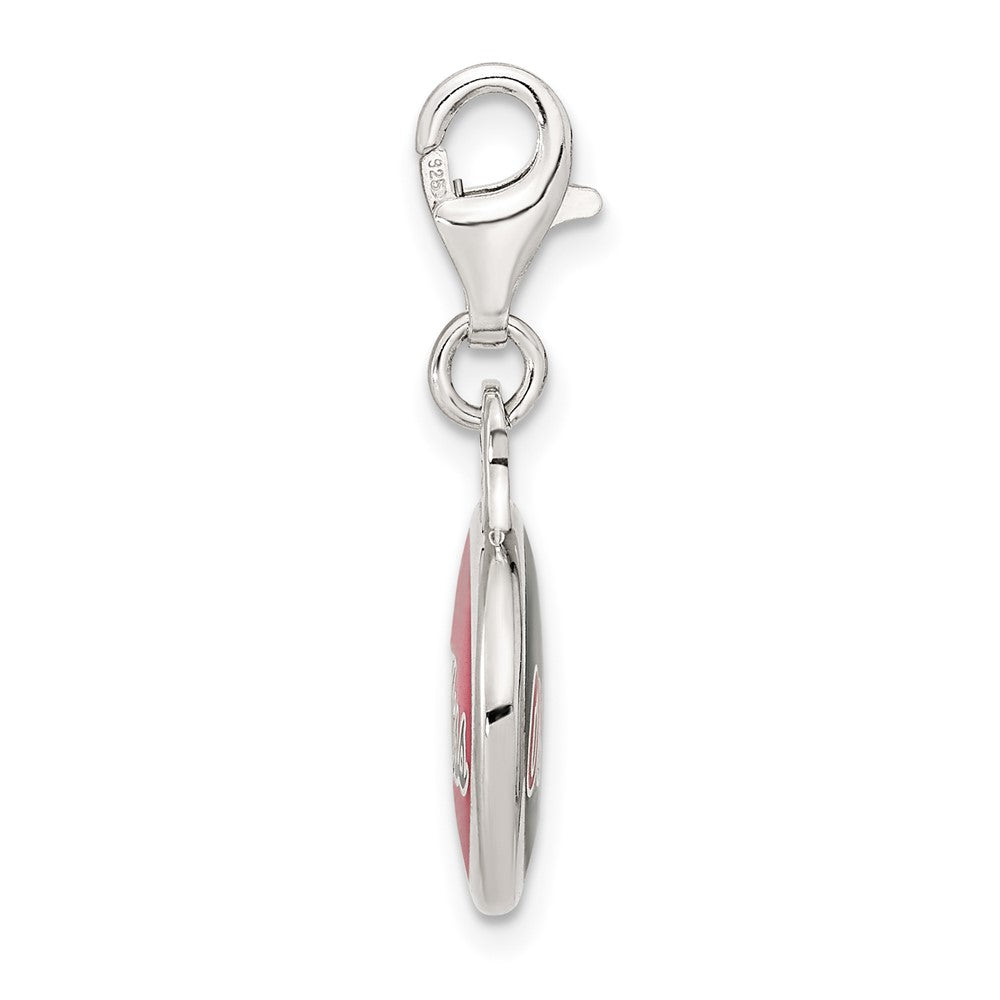 Amore La Vita Sterling Silver Rhodium-plated Polished Enameled University of Mississippi Charm with Fancy Lobster Clasp