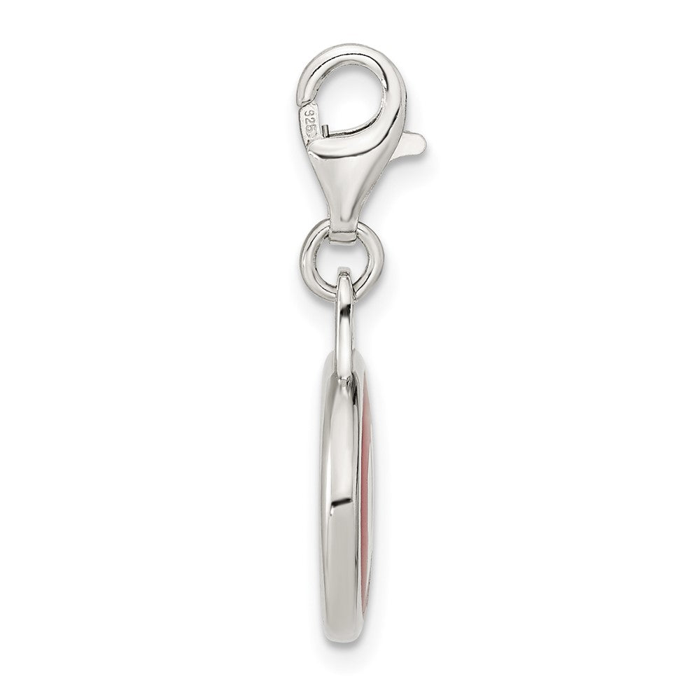Amore La Vita Sterling Silver Rhodium-plated Polished Enameled University of Wisconsin Charm with Fancy Lobster Clasp