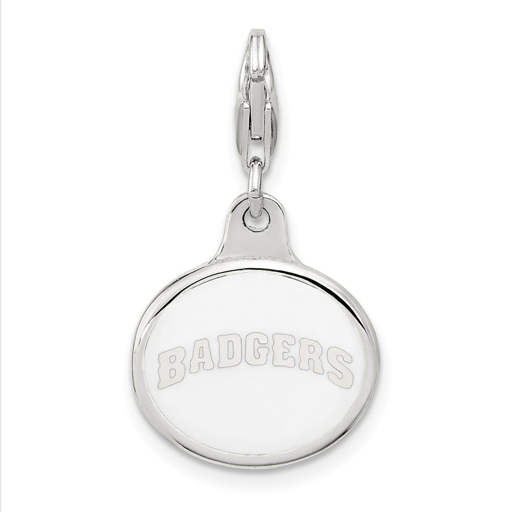 Amore La Vita Sterling Silver Rhodium-plated Polished Enameled University of Wisconsin Charm with Fancy Lobster Clasp