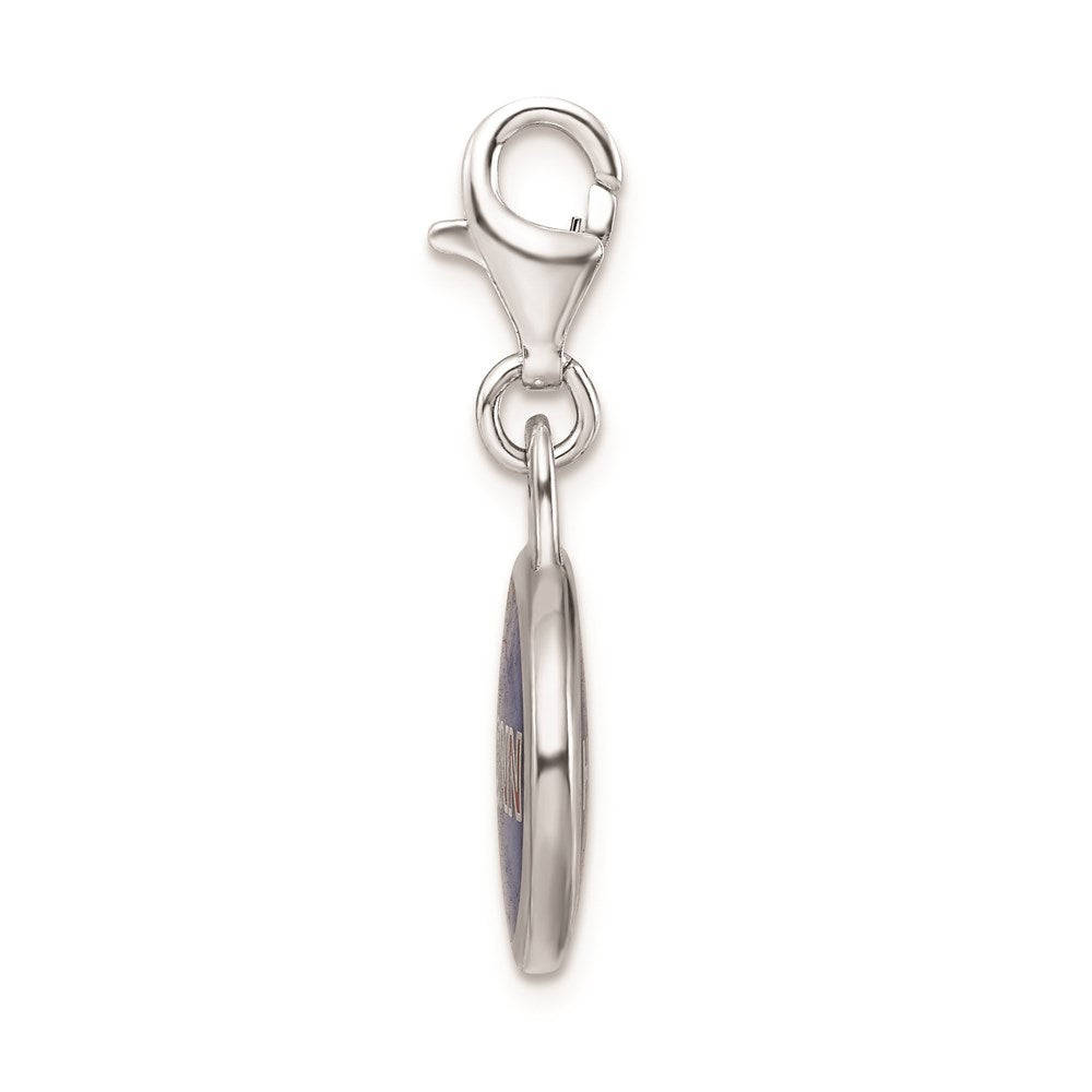 Amore La Vita Sterling Silver Rhodium-plated Polished Enameled University of Connecticut Charm with Fancy Lobster Clasp