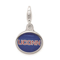 Amore La Vita Sterling Silver Rhodium-plated Polished Enameled University of Connecticut Charm with Fancy Lobster Clasp