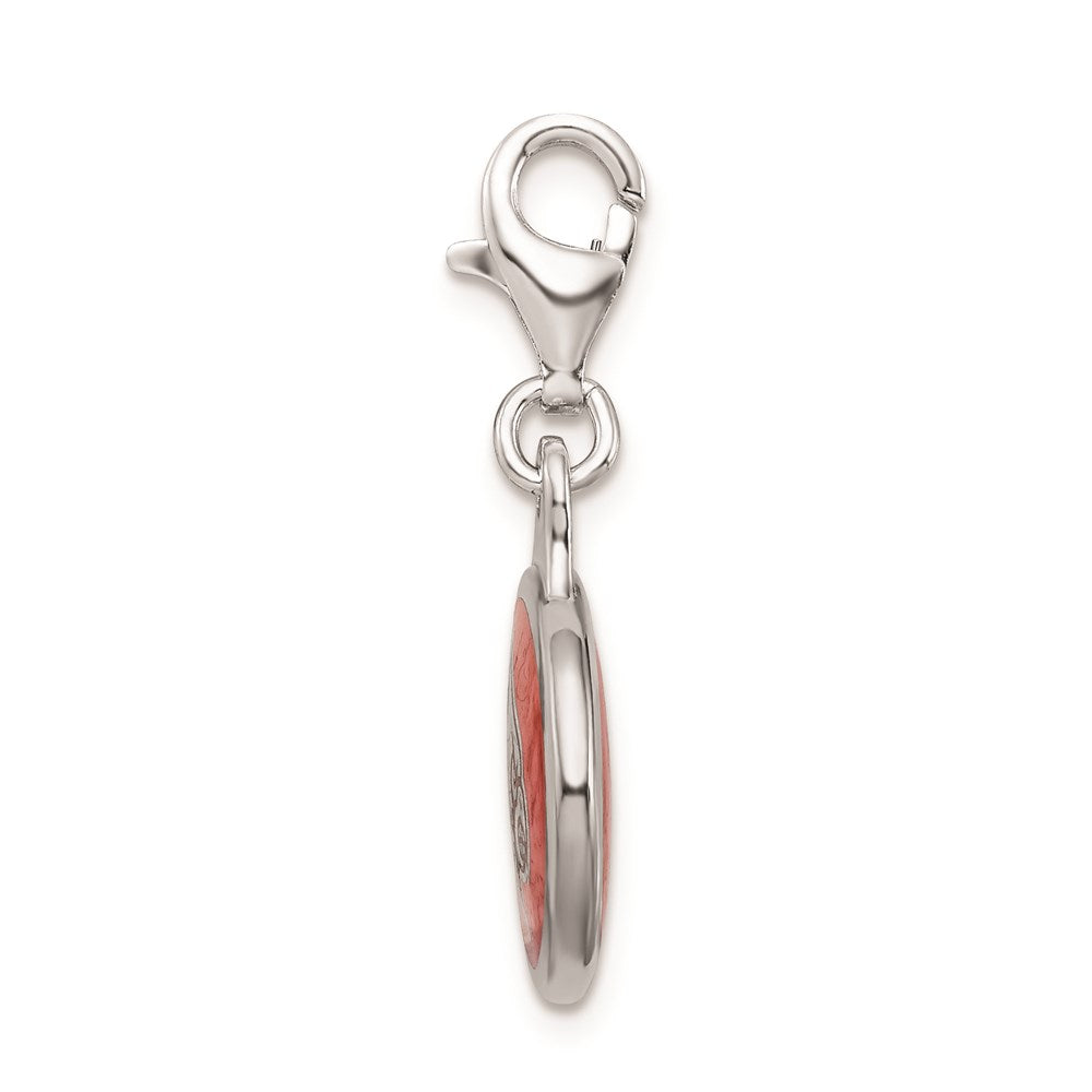 Amore La Vita Sterling Silver Rhodium-plated Polished Enameled University of Louisville Charm with Fancy Lobster Clasp