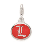 Amore La Vita Sterling Silver Rhodium-plated Polished Enameled University of Louisville Charm with Fancy Lobster Clasp