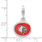 Amore La Vita Sterling Silver Rhodium-plated Polished Enameled University of Louisville Charm with Fancy Lobster Clasp