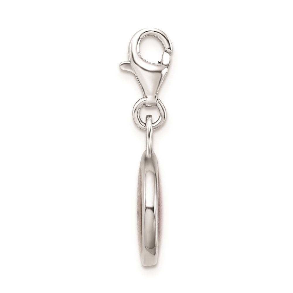 Amore La Vita Sterling Silver Rhodium-plated Polished Enameled Florida State University Charm with Fancy Lobster Clasp