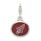 Amore La Vita Sterling Silver Rhodium-plated Polished Enameled Florida State University Charm with Fancy Lobster Clasp