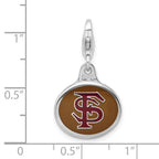 Amore La Vita Sterling Silver Rhodium-plated Polished Enameled Florida State University Charm with Fancy Lobster Clasp