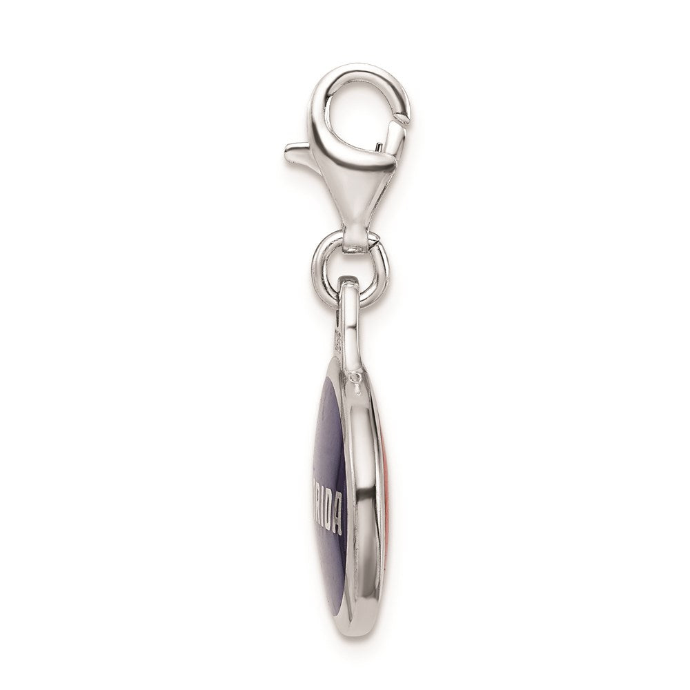 Amore La Vita Sterling Silver Rhodium-plated Polished Enameled University of Florida Charm with Fancy Lobster Clasp