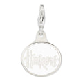 Amore La Vita Sterling Silver Rhodium-plated Polished Enameled University of Nebraska Charm with Fancy Lobster Clasp