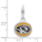 Amore La Vita Sterling Silver Rhodium-plated Polished Enameled University of Missouri Charm with Fancy Lobster Clasp