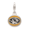 Amore La Vita Sterling Silver Rhodium-plated Polished Enameled University of Missouri Charm with Fancy Lobster Clasp