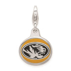 Amore La Vita Sterling Silver Rhodium-plated Polished Enameled University of Missouri Charm with Fancy Lobster Clasp