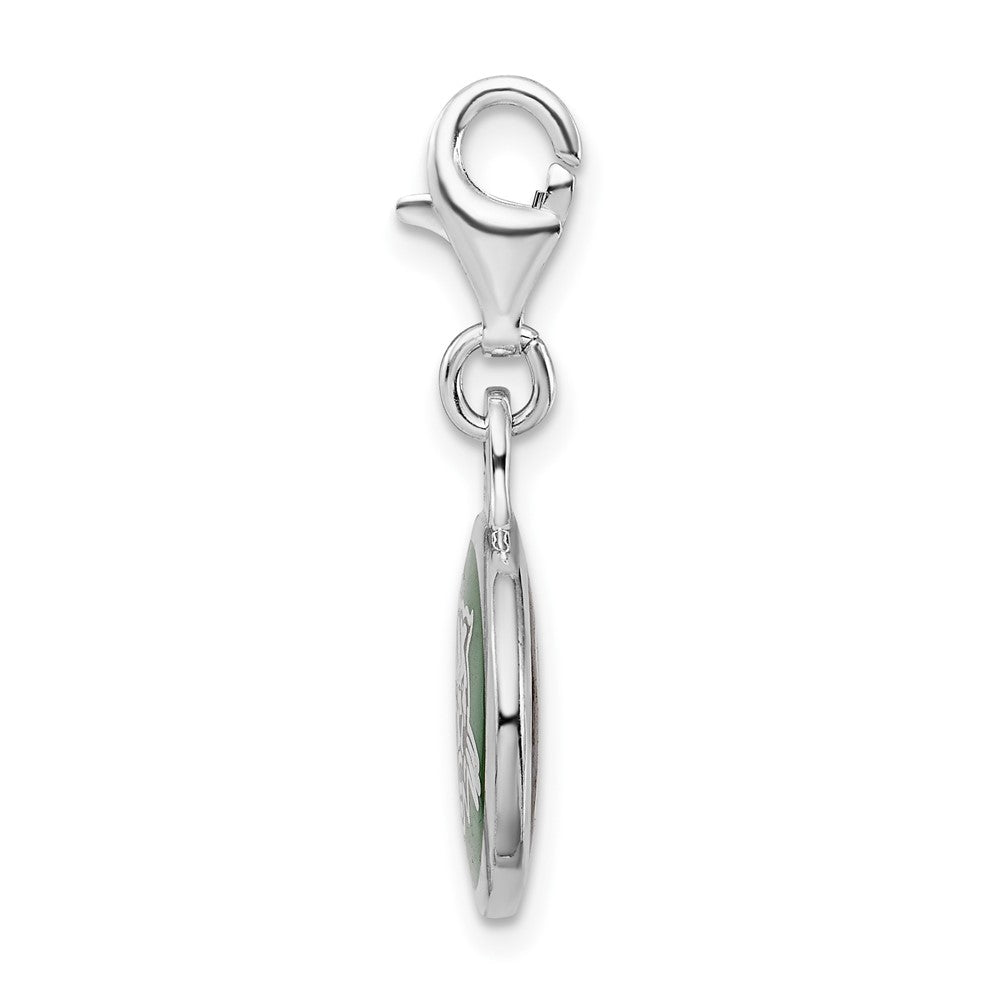 Amore La Vita Sterling Silver Rhodium-plated Polished Enameled Ohio University Charm with Fancy Lobster Clasp