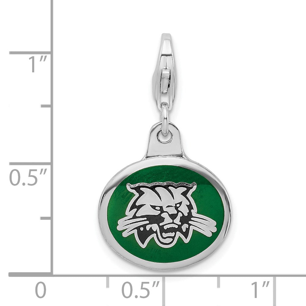 Amore La Vita Sterling Silver Rhodium-plated Polished Enameled Ohio University Charm with Fancy Lobster Clasp