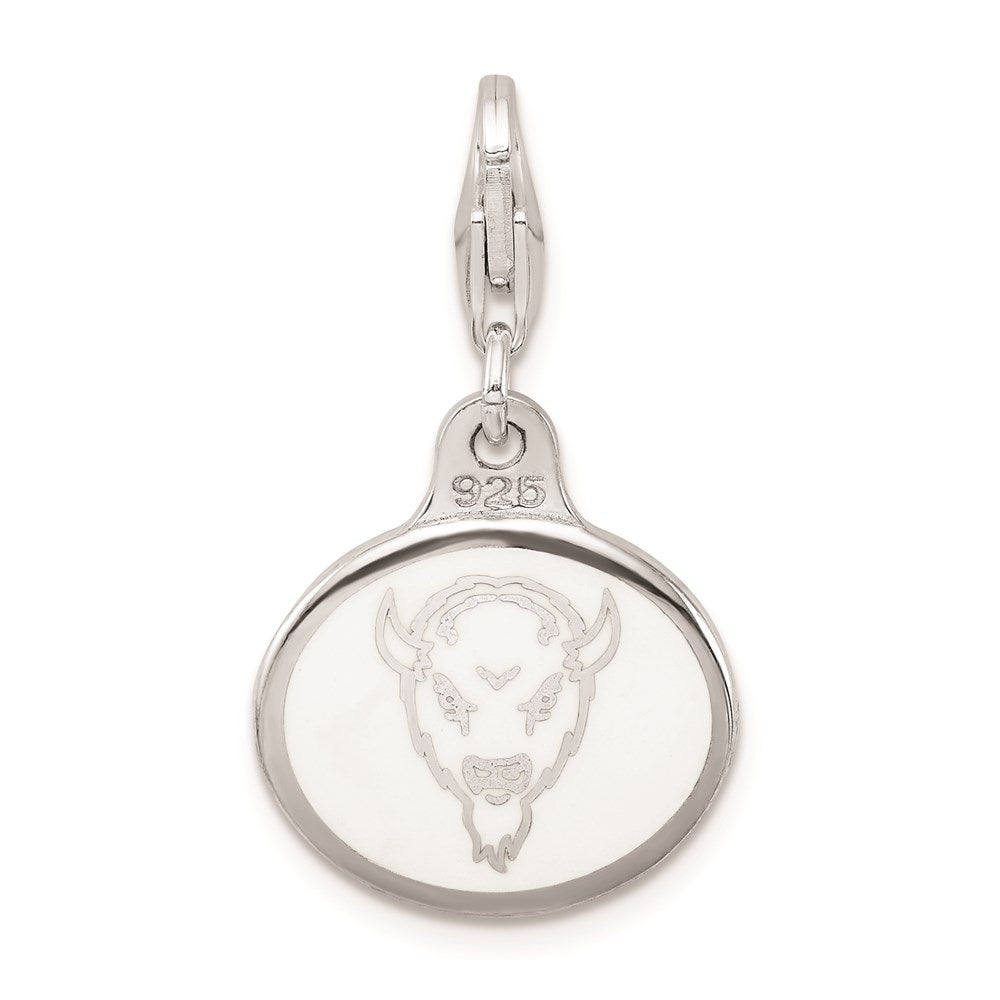 Amore La Vita Sterling Silver Rhodium-plated Polished Enameled Marshall University Charm with Fancy Lobster Clasp