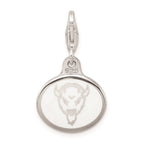 Amore La Vita Sterling Silver Rhodium-plated Polished Enameled Marshall University Charm with Fancy Lobster Clasp