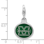 Amore La Vita Sterling Silver Rhodium-plated Polished Enameled Marshall University Charm with Fancy Lobster Clasp