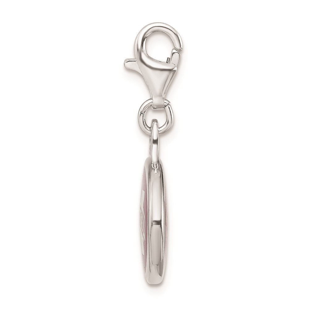 Amore La Vita Sterling Silver Rhodium-plated Polished Enameled Mississippi State University Charm with Fancy Lobster Clasp