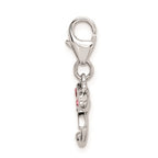 Amore La Vita Sterling Silver Rhodium-plated Polished Pink Crystal Dragonfly Charm with Fancy Lobster Clasp