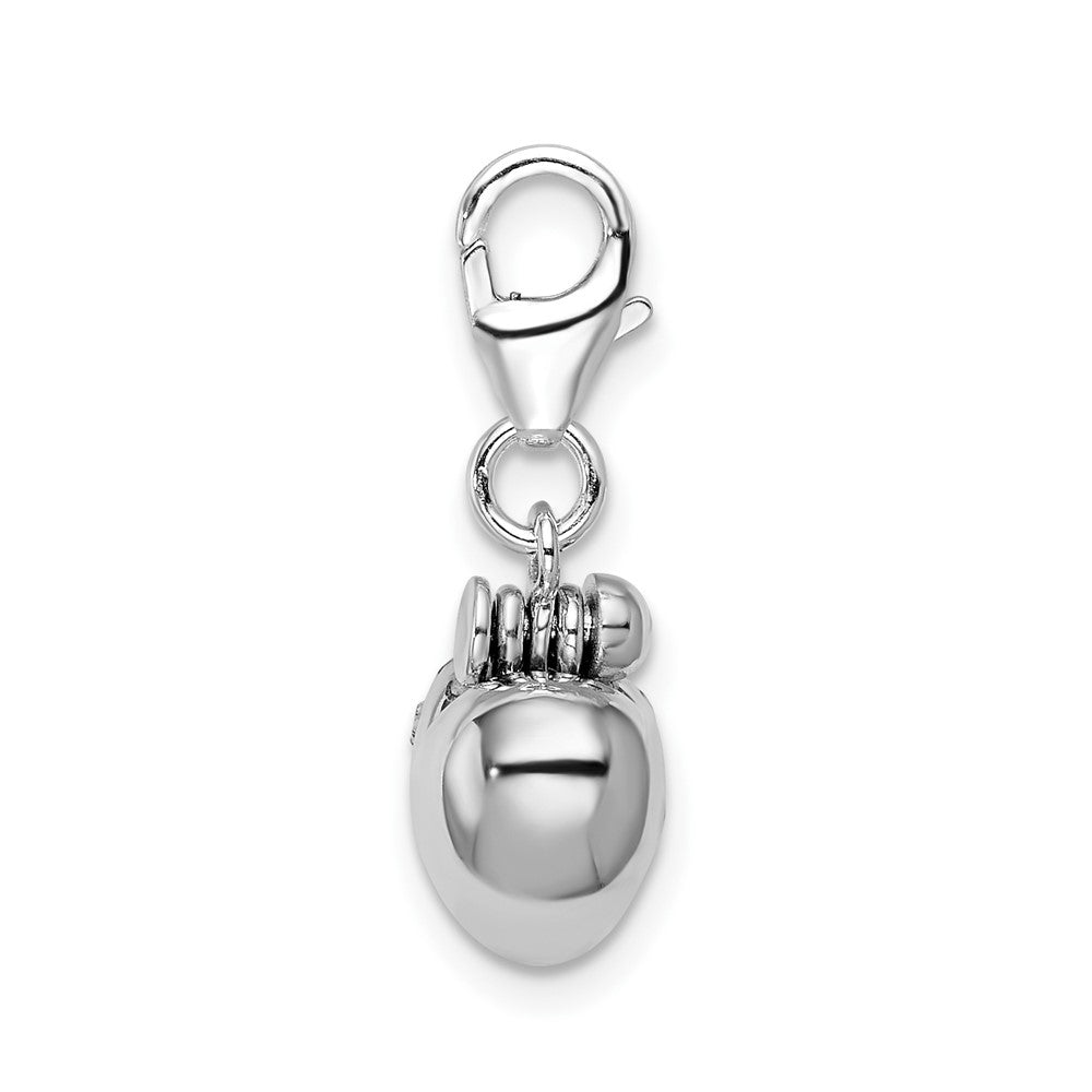 Amore La Vita Sterling Silver Rhodium-plated Polished 3-D Crystal Enameled Heart Opens Charm with Fancy Lobster Clasp