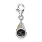 Amore La Vita Sterling Silver Rhodium-plated Polished 3-D Yellow CZ Megaphone Charm with Fancy Lobster Clasp